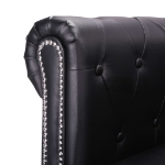 Divano Chesterfield a L in Finta Pelle Nero