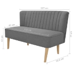 Divano in Stoffa 117x55,5x77 cm Grigio Chiaro