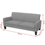 Divano a 3 Posti 180x65x76 cm Grigio Chiaro