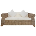 Set di Divani 2 pz con Cuscini in Rattan Naturale