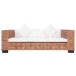 Set di Divani con Cuscini 2 pz in Rattan Naturale