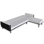 Divano Letto a L in Pelle Artificiale Bianco