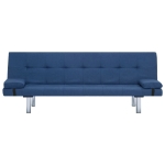 Divano Letto con Due Cuscino in Poliestere Blu