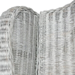 Divano con Cuscino Grigio in Rattan Naturale e Lino