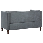 Divano Chesterfield a 2 Posti Rivestito in Tessuto Grigio