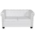 Divani Chesterfield a 2 Posti e a 3 Posti in Similpelle Bianco