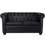 Divani Chesterfield a 2 Posti e a 3 Posti in Similpelle Nero