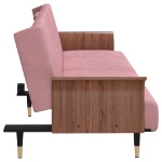 Divano Letto con Portabicchieri in Velluto Rosa