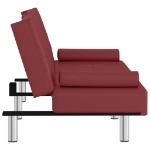 Divano Letto con Portabicchieri in Similpelle Rosso Vino