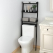 Rastrelliera da Bagno Nera 63,5x32x179 cm Legno Massello Pino