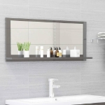 Specchio da Bagno Grigio Lucido 90x10,5x37 cm in Truciolato