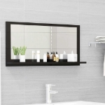 Specchio da Bagno Nero Lucido 80x10,5x37 cm in Truciolato