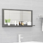 Specchio da Bagno Grigio Lucido 80x10,5x37 cm in Truciolato