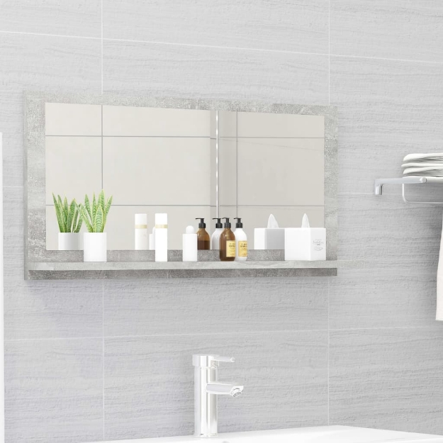 Specchio da Bagno Grigio 80x10,5x37 cm in Truciolato