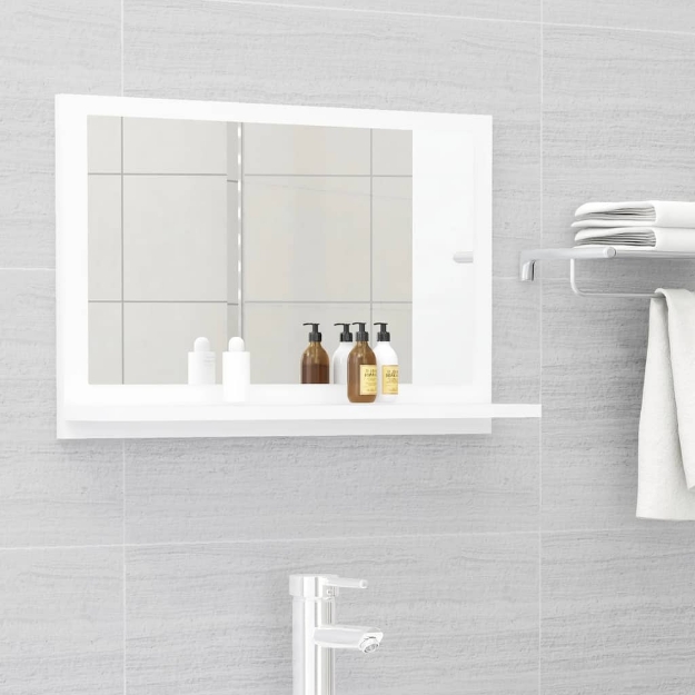 Specchio da Bagno Bianco 60x10,5x37 cm in Truciolato