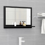 Specchio da Bagno Nero 60x10,5x37 cm in Truciolato