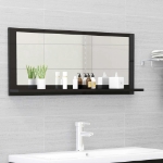 Specchio da Bagno Nero Lucido 90x10,5x37 cm in Truciolato
