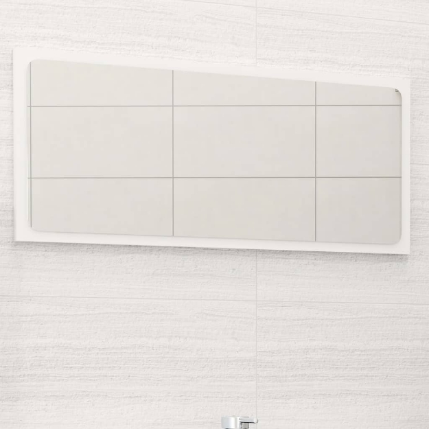 Specchio da Bagno Bianco Lucido 80x1,5x37 cm in Truciolato