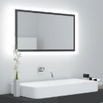 Specchio da Bagno LED Grigio Lucido 80x8,5x37 cm in Acrilico