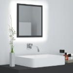 Specchio da Bagno a LED Grigio 40x8,5x37 cm in Acrilico