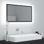 Specchio da Bagno a LED Grigio 80x8,5x37 cm in Acrilico