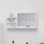 Specchio da Bagno Bianco Lucido 90x10,5x45 cm in Truciolato