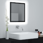 Specchio da Bagno LED Nero Lucido 40x8,5x37 cm in Acrilico