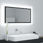 Specchio da Bagno a LED Grigio 90x8,5x37 cm in Acrilico