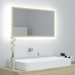 Specchio da Bagno LED Rovere Sonoma 80x8,5x37 cm in Acrilico