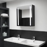 Armadietto Bagno con Specchio e LED 60x14x62 cm