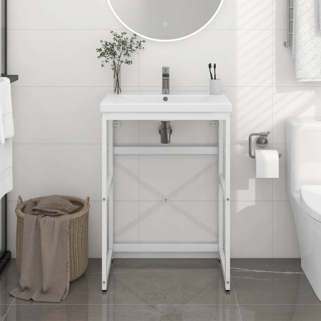 Struttura per Lavabo da Bagno Bianca 59x38x83 cm in Ferro