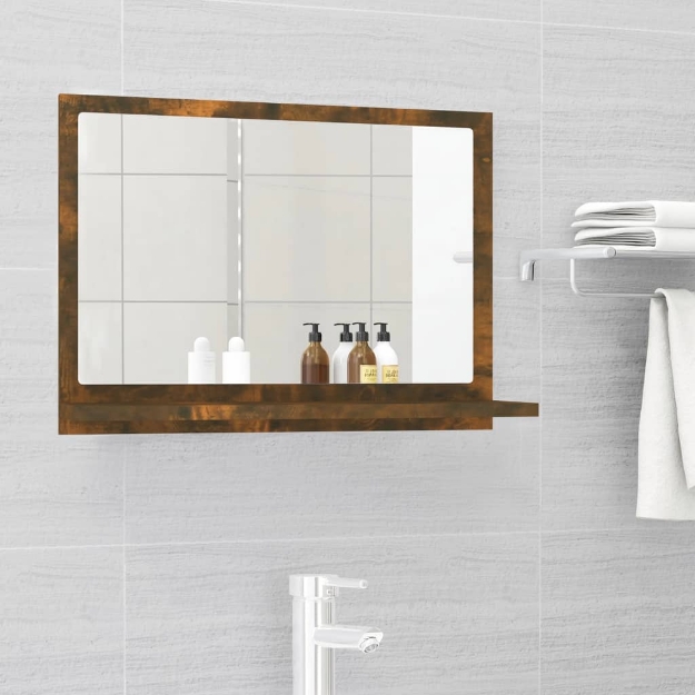 Specchio da Bagno Rovere Fumo 60x10,5x37cm in Legno Multistrato