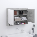 Armadietto Bagno con Specchio 80x15x60 cm in MDF Grigio Cemento