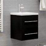 Mobile da Bagno con Lavabo Integrato Nero in Truciolato