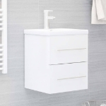 Mobile Bagno con Lavabo Integrato Bianco Lucido in Truciolato