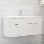 Mobile Bagno con Lavabo Integrato Bianco Lucido in Truciolato