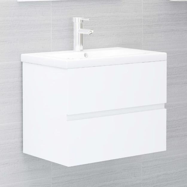 Mobile Bagno con Lavabo Integrato Bianco in Truciolato