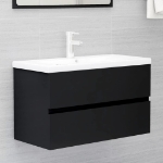 Mobile da Bagno con Lavabo Integrato Nero in Truciolato