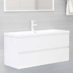 Mobile Bagno con Lavabo Integrato Bianco Lucido in Truciolato