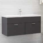 Mobile Bagno con Lavabo Integrato Grigio Lucido in Truciolato