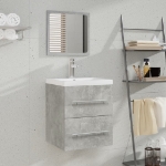 Mobile Bagno Lavabo Integrato Grigio Cemento Legno Multistrato