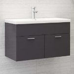 Mobile Bagno con Lavabo Integrato Grigio Lucido in Truciolato