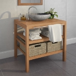 Mobile per Lavabo con 2 Cesti in Massello di Teak 74x45x75 cm