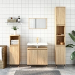 Set Mobili da Bagno 3 pz Rovere Sonoma in Legno Multistrato