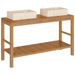 Armadietto da Bagno in Legno di Teak con Lavabi in Marmo Crema