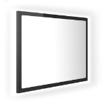 Specchio da Bagno LED Nero Lucido 60x8,5x37 cm in Acrilico