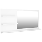 Specchio da Bagno Bianco Lucido 90x10,5x45 cm in Truciolato