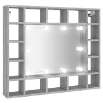 Mobile a Specchio con LED Grigio Sonoma 91x15x76,5 cm