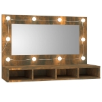 Mobile a Specchio con LED Rovere Fumo 90x31,5x62 cm