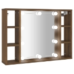 Mobile a Specchio con LED Rovere Marrone 76x15x55 cm